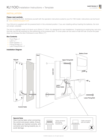 Codelocks KL1100 RFID KitLock KitLock by Codelock Installation ...