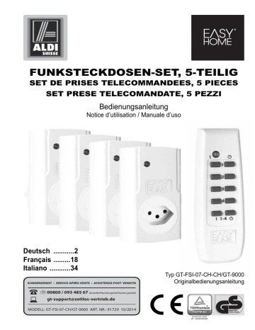 Easy Home GT-9000 GT-FSI-07-CH Indoor Remote Control Socket Assortment ...