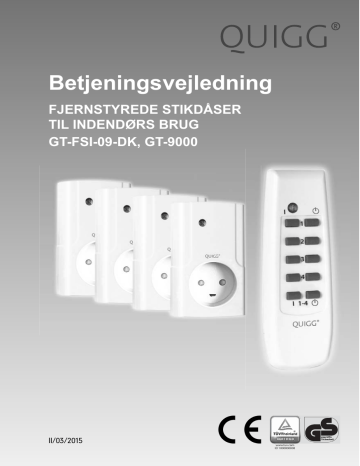 Quigg GT-9000 GT-FSI-09-DK Indoor Remote Control Socket Brugermanual ...
