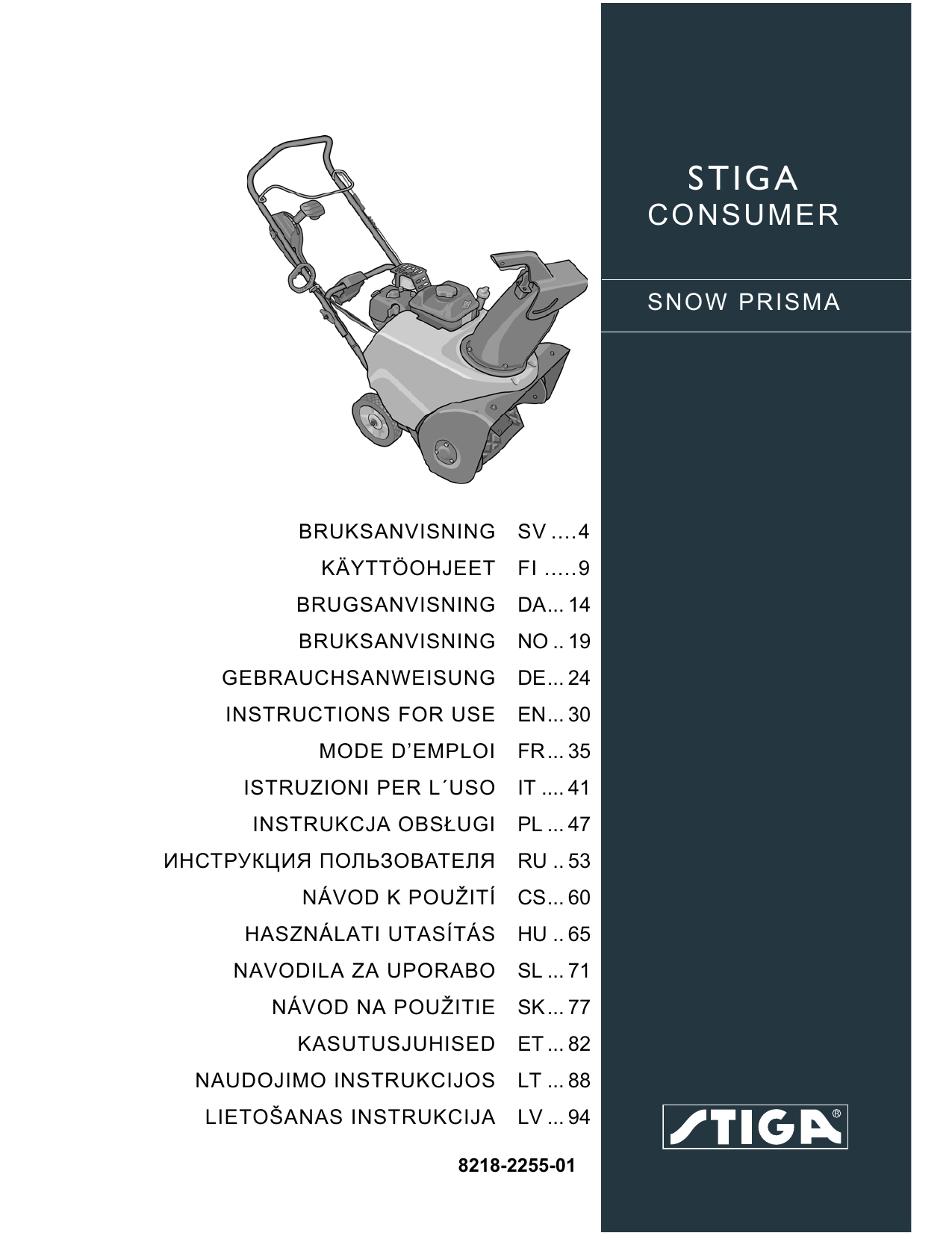 Stiga SNOW PRISMA Instructions For Use Manual | Manualzz