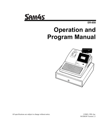 Keyboard PLU Multiplication. CRS Sam4s ER-650 | Manualzz