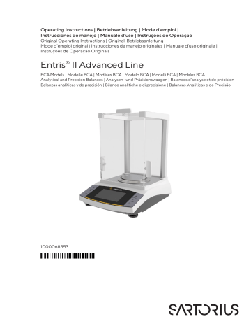 Sartorius Entris II Advanced Line BCA Mode D'emploi | Manualzz