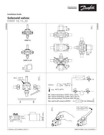 Danfoss EVRAT 15 10- -20 Installation Guide | Manualzz