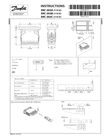 Danfoss EKC 202B 202A, 202C (115 V) Installation Guide | Manualzz