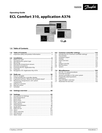 Danfoss A376 ECL Comfort 310 Operating Guide | Manualzz