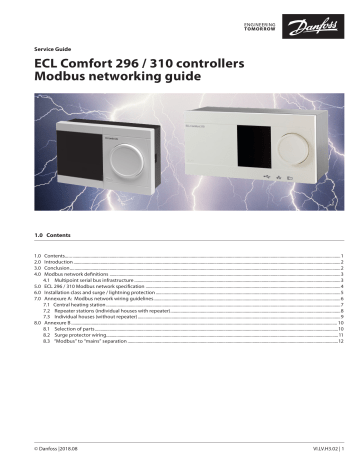 Danfoss ECL Comfort 296 / 310 Modbus Service Guide | Manualzz