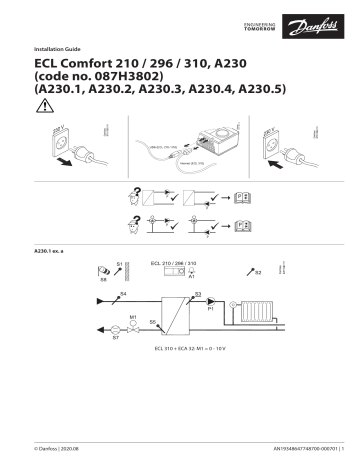 Danfoss ECL Comfort 296 210, 310, A230 Installation Guide | Manualzz