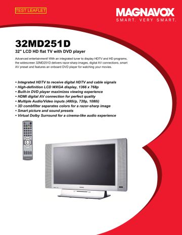 Magnavox 32MD251D Specifications | Manualzz
