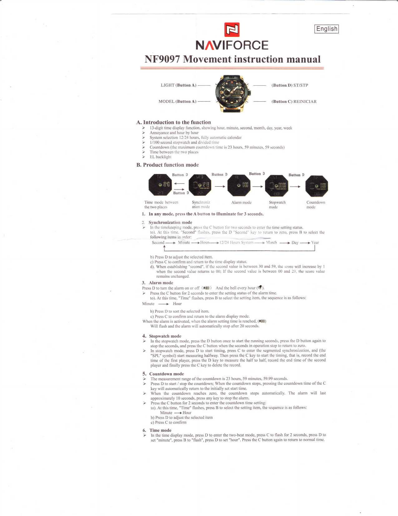 Naviforce watch outlet instructions