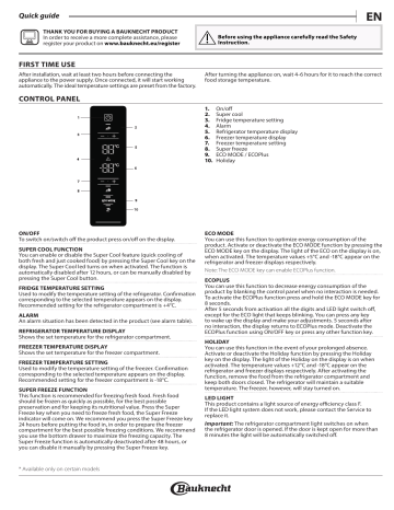 BAUKNECHT KGN 20C2EIN Fridge/freezer combination Daily Reference Guide | Manualzz