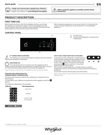 WHIRLPOOL WHC20 T121 Fridge/freezer combination Daily Reference Guide | Manualzz