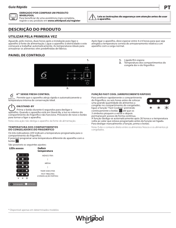 Whirlpool WHC20 T121 Fridge/freezer combination Manual do usuário | Manualzz