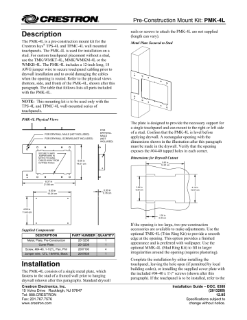 Crestron pmk-4l Racks And Stand User Manual | Manualzz