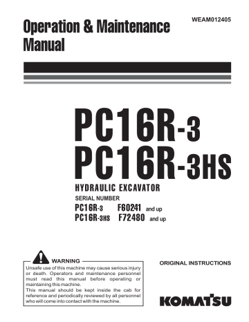 Komatsu PC16R-3 Operation & Maintenance Manual | Manualzz