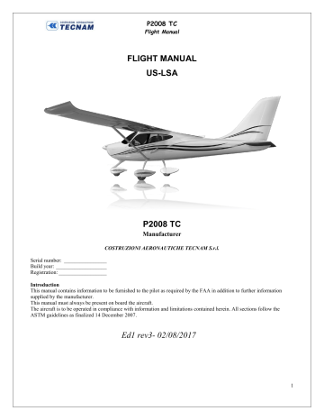 Tecnam P2008 TC Flight Manual | Manualzz