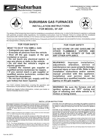 Suburban SF-42F Installation Instructions Manual | Manualzz