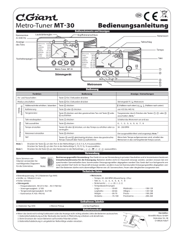 C.Giant Metro-Tuner MT-30 Bedienungsanleitung | Manualzz