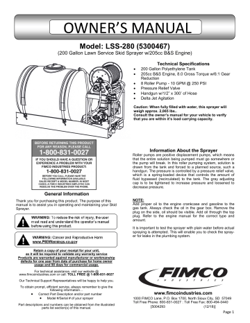 Fimco LSS-280 Owner's Manual | Manualzz