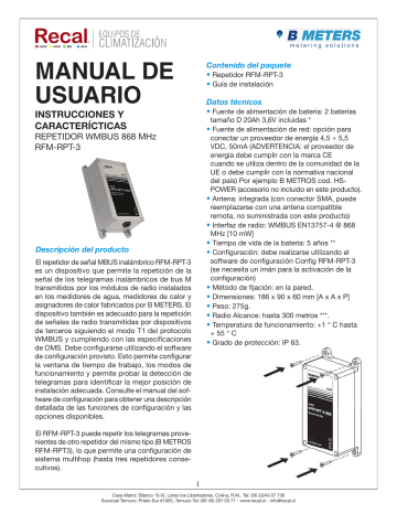 B Meters RFM-RPT-3 Manual De Usuario | Manualzz