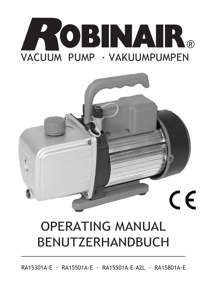 Robinair VacuMaster RA15501A-E Operating Manual