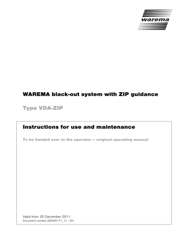 WAREMA VDA-ZIP Instructions For Use And Maintenance Manual | Manualzz