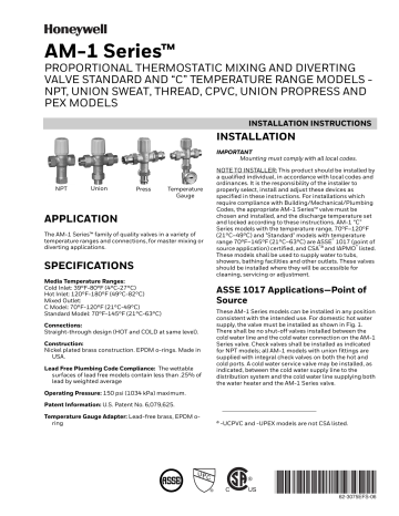 Honeywell AM-1 Serie, LF/U Instrucciones De Instalación | Manualzz