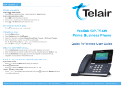 Yealink SIP-T54W Quick Reference User Manual