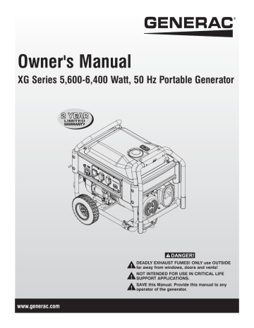 Generac Power Systems XG series Owner's Manual | Manualzz