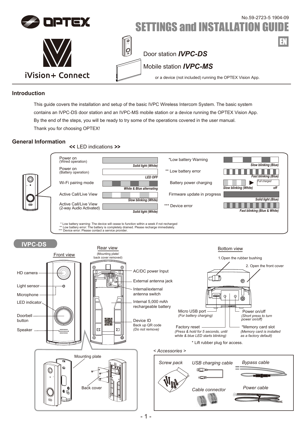 X-SENSE WD1C2NB-1 Doorbell Kit User Manual