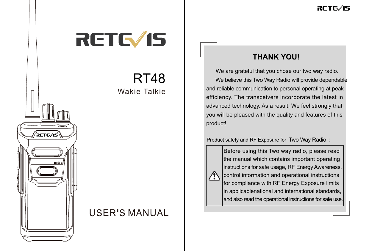 RETEVIS NR10 Noise Reduction Licence-Free Two Way Radio User Manual