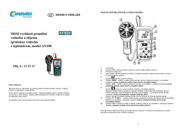 Extech AN100 Anemometer Data Sheet | Manualzz