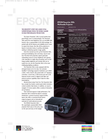 Epson 500C Projector Brochure | Manualzz