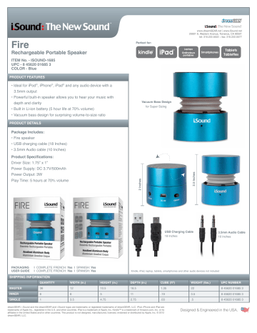 dreamGEAR Fire Portable Speaker Leaflet | Manualzz