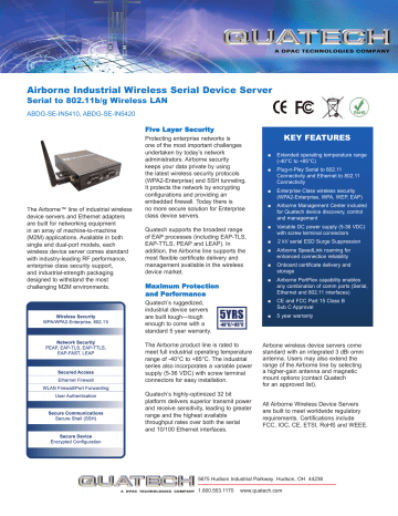 Quatech IN5410 Serial Server User Manual | Manualzz