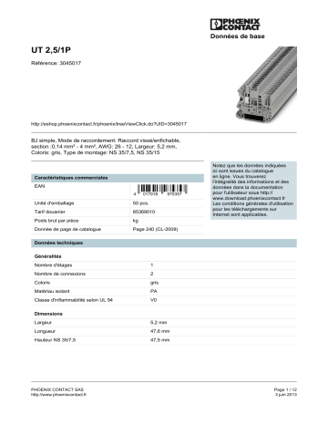 Phoenix Contact Feed-through Terminal Block UT 2,5/1P 3045017 Pcb ...