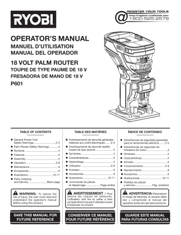 Ryobi P601 Manual Del Operador | Manualzz