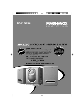 Magnavox MME100 Stereo System User Manual | Manualzz