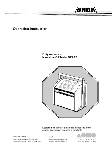 Baur DPA 75 Operating | Manualzz