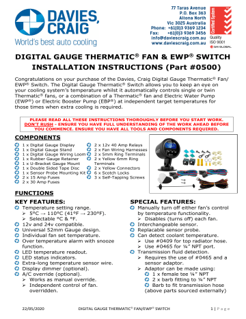 Davies Craig 0500 Installation Instructions Manual | Manualzz