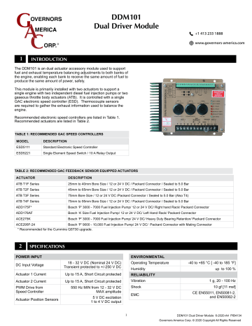 Governors America DDM-101 Manual | Manualzz