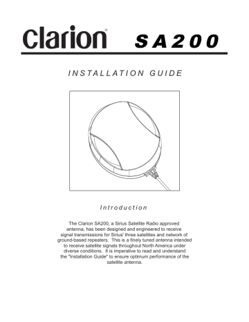 Clarion SA200 Satellite Radio User Manual | Manualzz