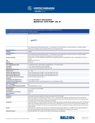 Hirschmann MACH104-16TX-PoEP+2X-E Switch Ethernet Switch Specification ...