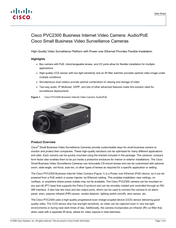Cisco Cisco CAMLWA Camera Lens Wide Angle 2.3mm Fixed Manual Iris Camera Lense Data Sheet | Manualzz