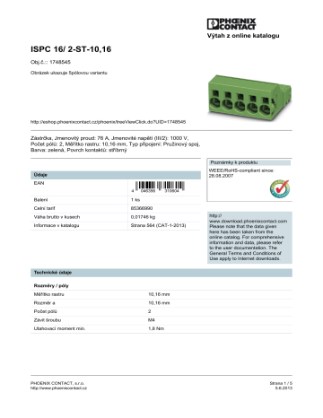 Phoenix Contact Printed-circuit Board Connector ISPC 16/ 2-ST-10,16 ...