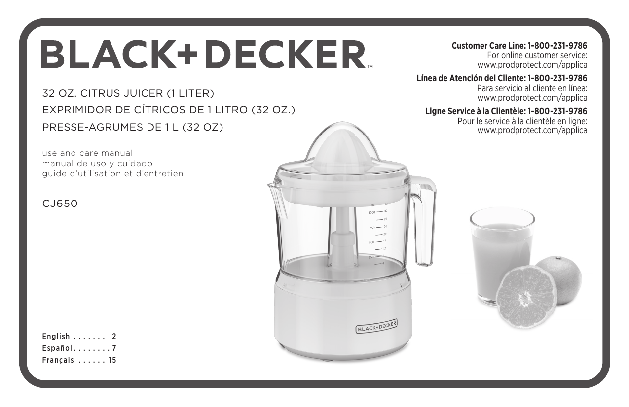 Black + Decker 32 oz. Citrus Juicer - CJ650W