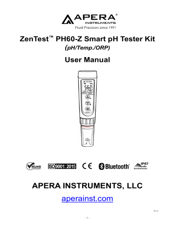 Apera Instruments ZenTest PH60-Z User Manual | Manualzz