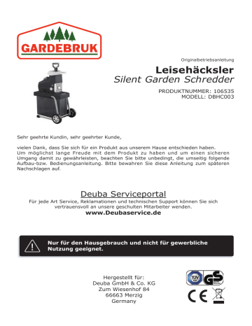 Gardebruk 106535, DBHC003 Instructions Manual | Manualzz