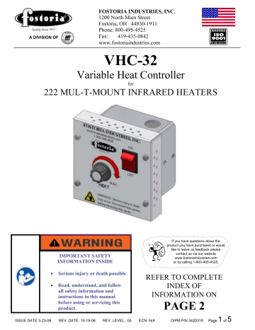 Fostoria VHC-32 Manual | Manualzz