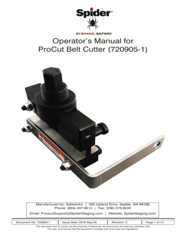 Brand Safway 720905-1, Spider ProCut Operator's Manual | Manualzz