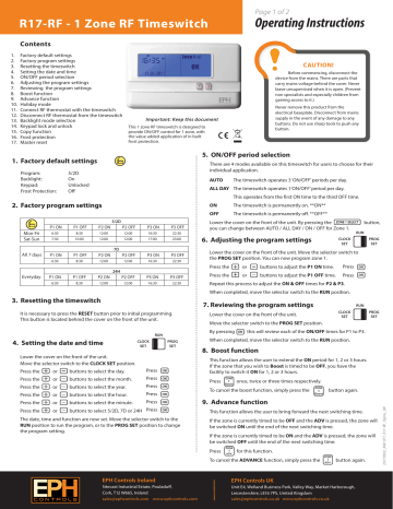 EPH Controls R17-RF Operating Instructions | Manualzz